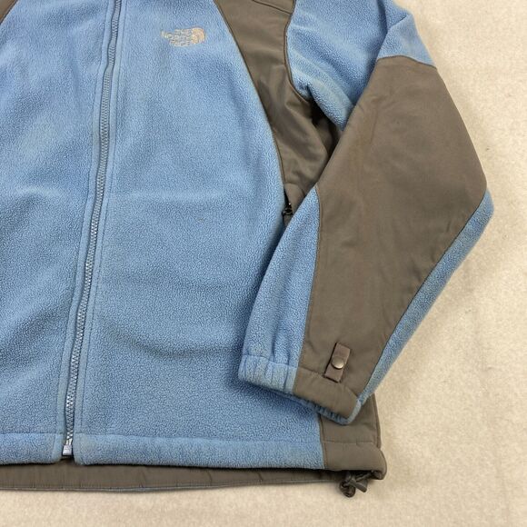 The North Face Fleece Jacket Women's Medium Blue Color Block Soft Shell Full Zip - Picture 3 of 11